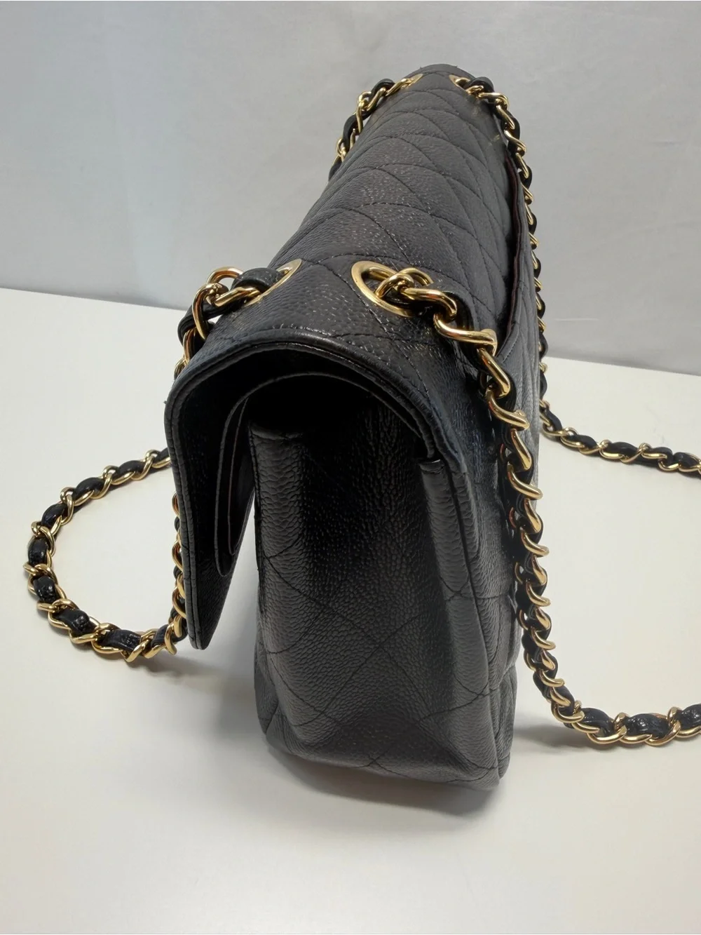 CHANEL Caviar Quilted Jumbo Single Flap Black
